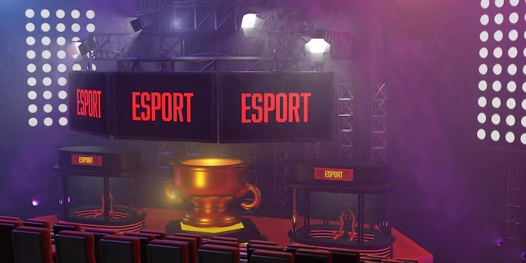 esport written with golden cup